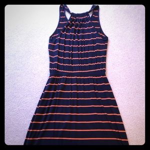 Short navy and orange summer casual dress